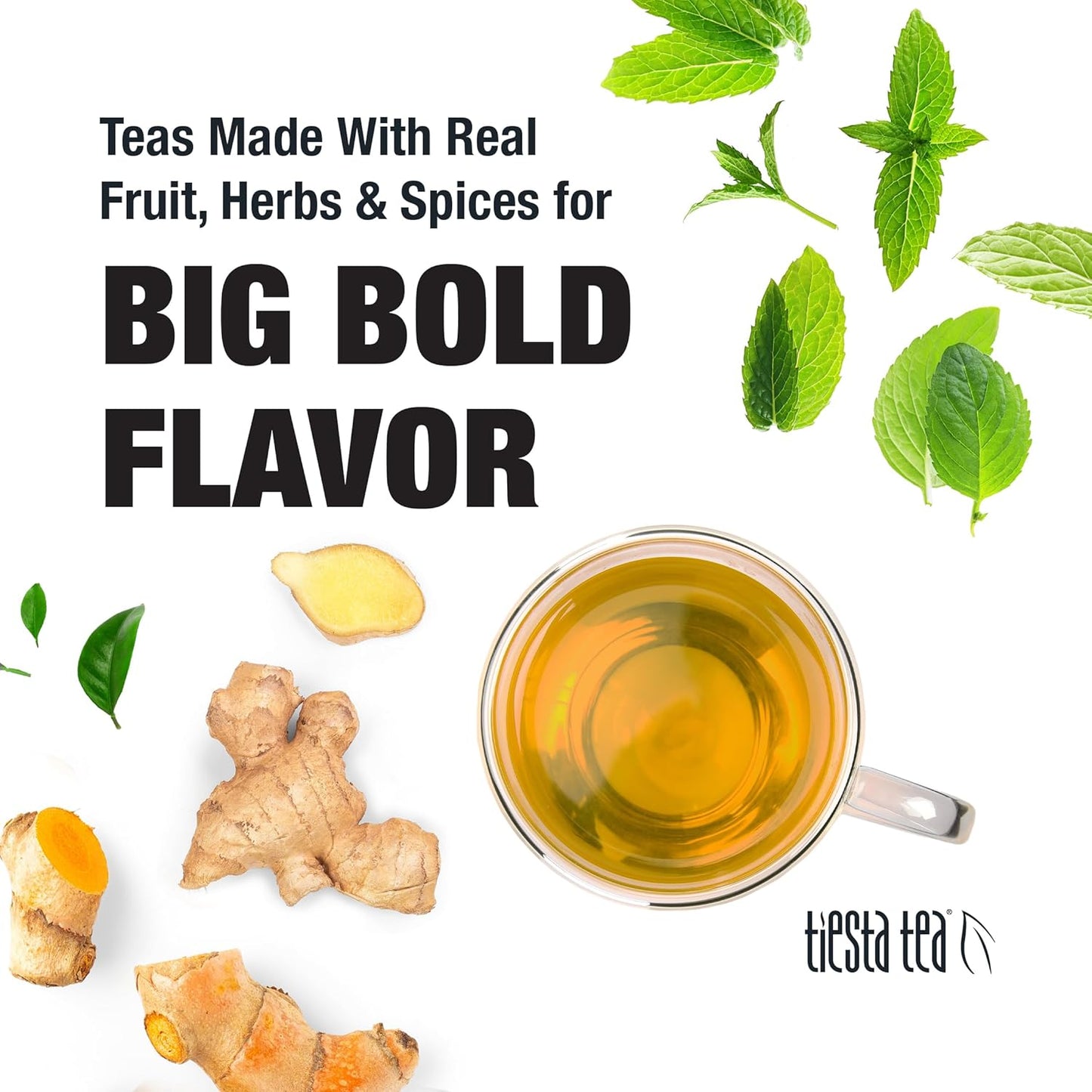 Tiesta Tea - Ginger Citrus Herbal Loose Leaf Tea, Lemon Ginger Tea with Mint and Chamomile, Caffeine-Free, Brew Hot or Iced, Makes Up to 25 Cups, Resealable Pouch, 1.2 Ounce