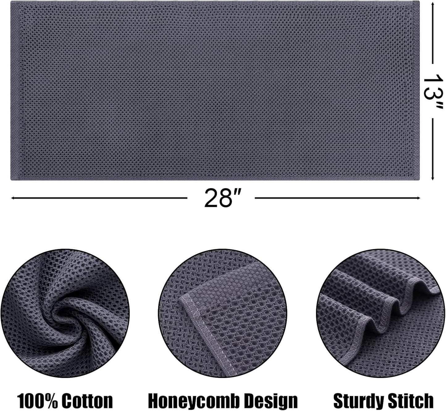 Kitinjoy 100% Cotton Waffle Weave Kitchen Towels, 4-Pack Super Soft and Absorbent Dish Towels for Drying Dishes, Kitchen Hand Towels, 13 in x 28 in, Multicolor