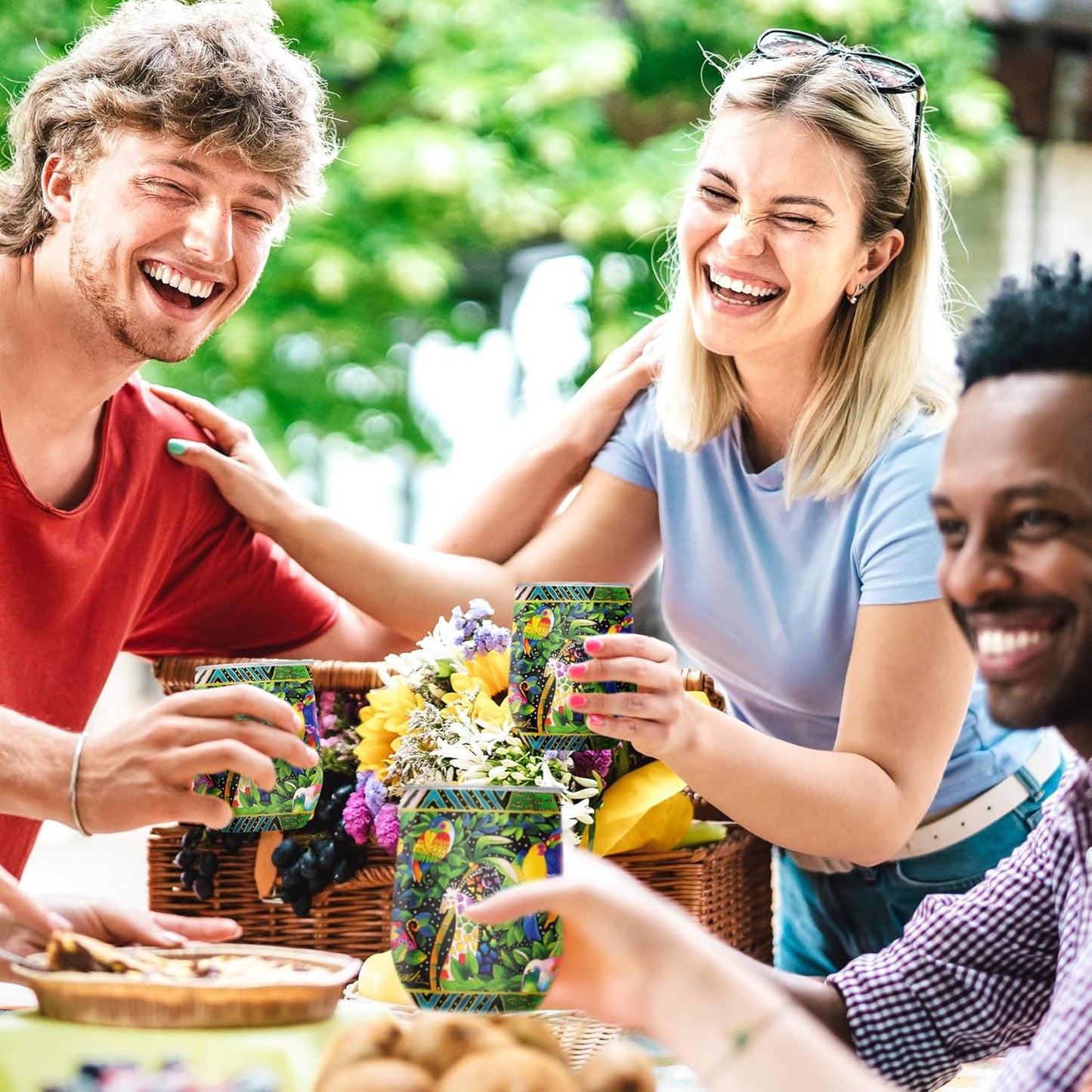 RainCaper 18/8 Stainless Steel Insulated Water Tumbler with Straw | 30oz, BPA-Free, Double Wall for Hot & Cold | Travel-Friendly, Cup Holder Ready (Laurel Burch Jungle Song)