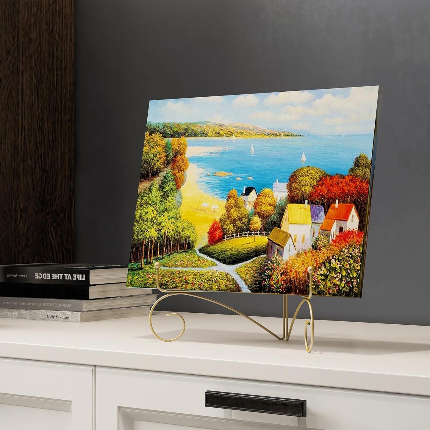 10 Inch Display Plate Stand with Folding Design, Metal Plate Holder for Tables, Picture Easel for Home Decoration, Photo Frame Stand, 10'' Gold