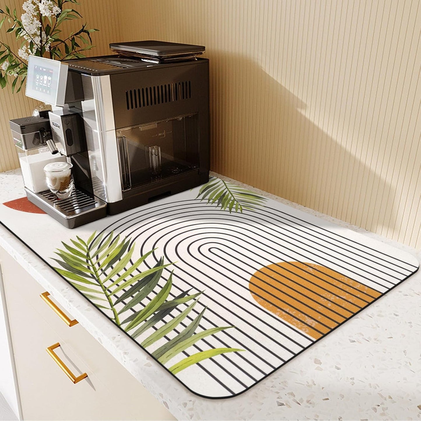 24.5" x 15.5" Dish Drying Mat & 24" x 5.5" Sink Splash Guard, Super Absorbent Drainer Rack Mat for Kitchen Counter Coffee Bar