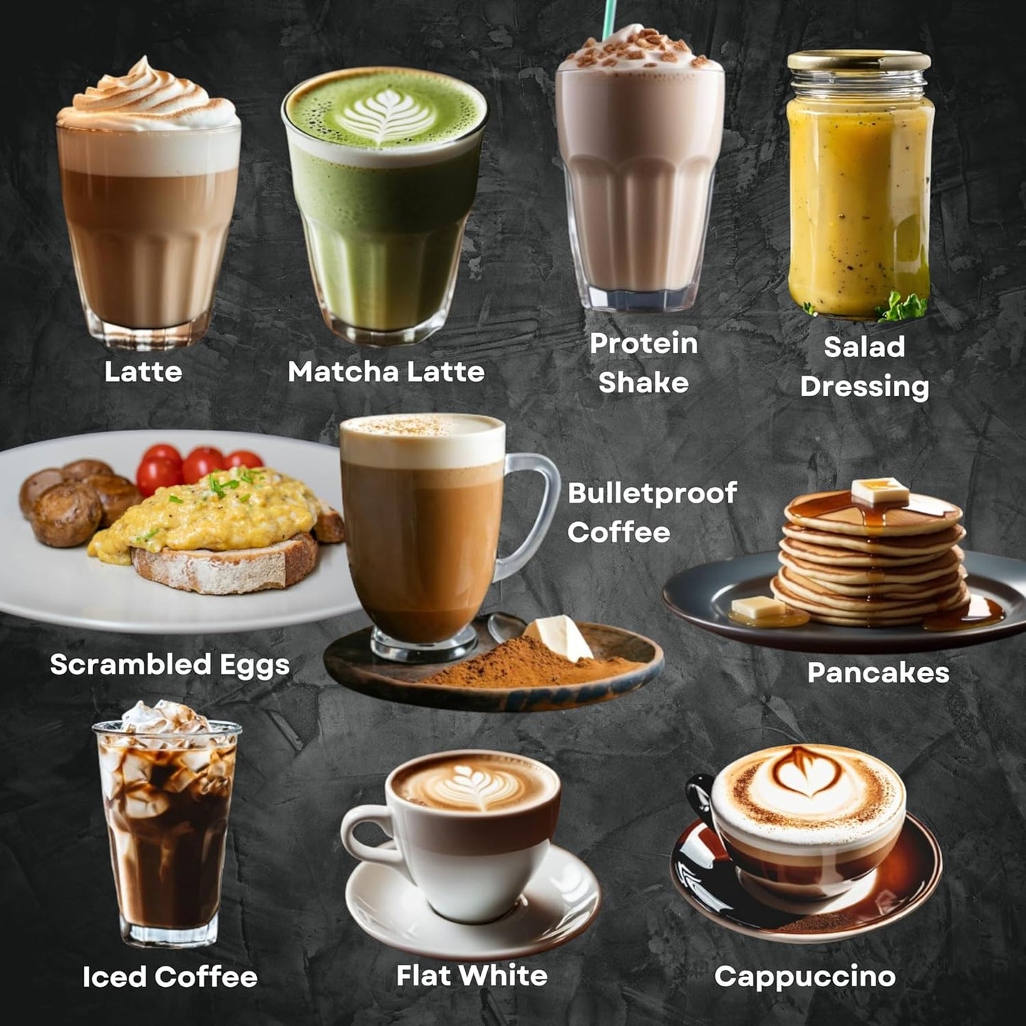 Secretbase 3 Speed Rechargeable Milk Frother, Pitcher, Charging Base - Handheld Mixer for Latte, Drinks, Matcha - Includes Cup, Electric Stirrer, Double-Whisk Frother for Coffee, Egg Beater (White)