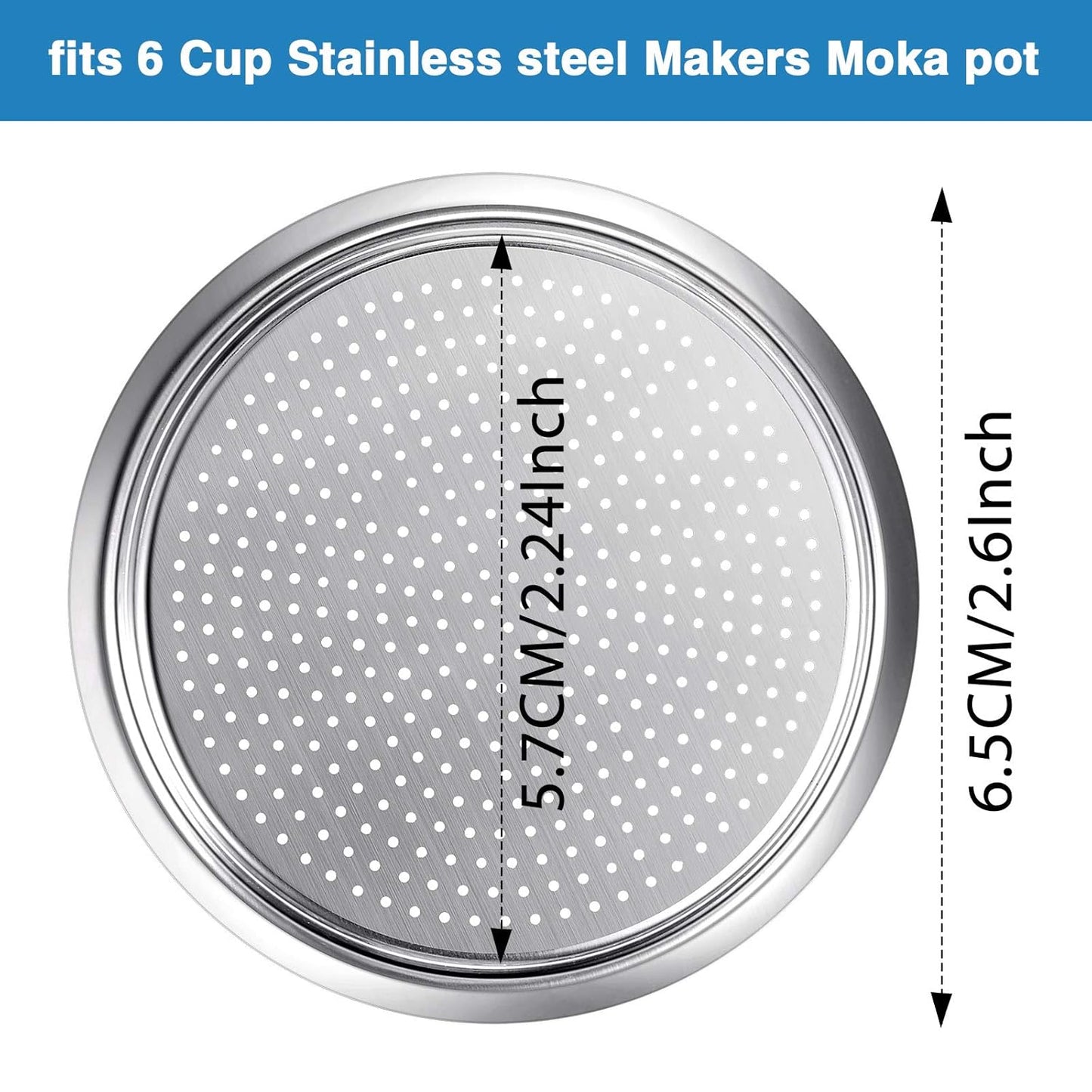 Moka Express Replacement Funnel Kit, 3 Packs Gasket Seals, 1 Stainless Steel Funnel with 1 Pack Stainless Filter (6-Cup)