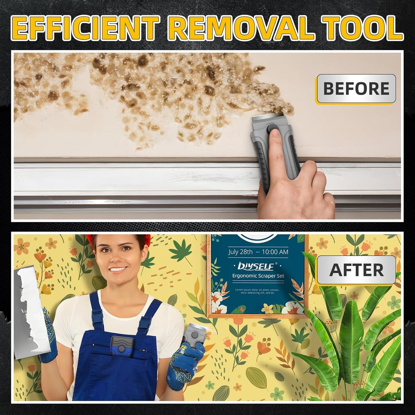 DIYSELF Razor Blade Scraper, 1 Pack Razor Scraper with 15 Razor Blades, Ergonomic Handle, Scraper for Cleaning Glass Stove Top, Windows, Razor Scraper Tool for Oven Door, Cooktop