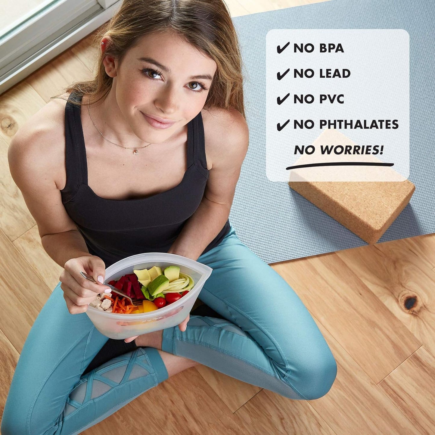 Zip Top Reusable Food Storage Bags | 3 Cup Set [Lavender] | Silicone Meal Prep Container | Microwave, Dishwasher and Freezer Safe | Made in the USA