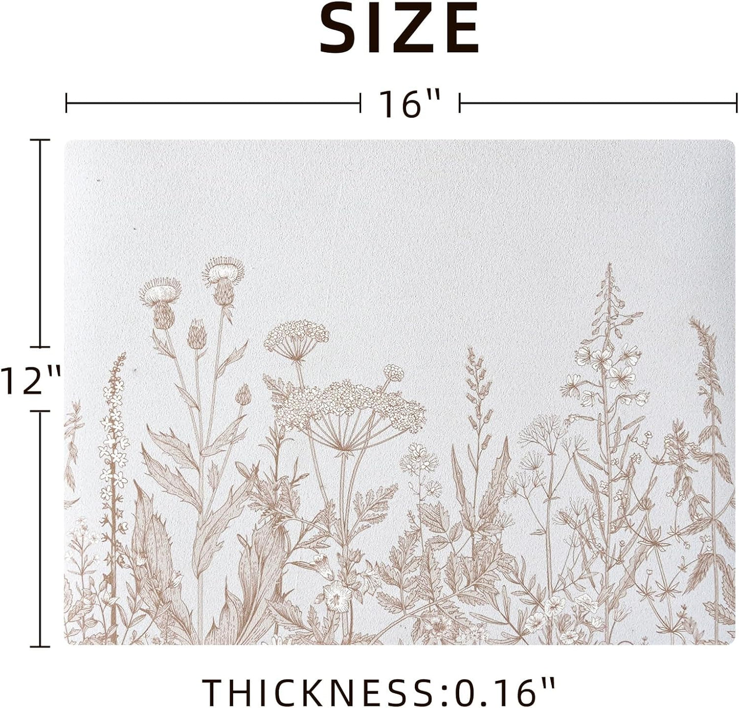 Dish Drying Mat, Absorbent Coffee Mat Rubber Backed, Soft Silicone Dish Drying Mat for Kitchen Counter or Sink for Kitchen Bathroom Coffee Bar (Plants, 12 x 16 Inches)