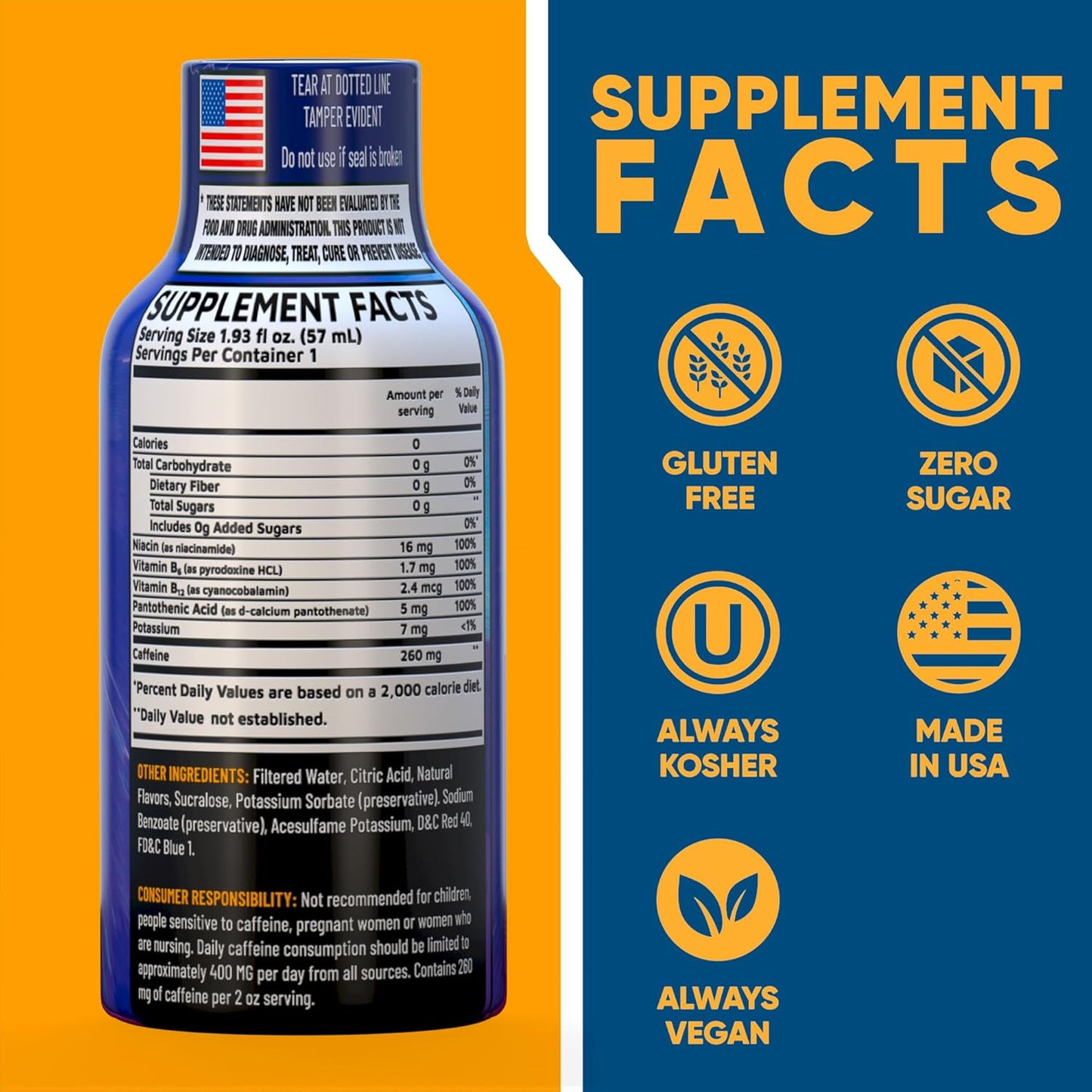 B12 Overload Extra Strength Energy Shot – Mixed Berry – 260mg Caffeine, 14000% B12, Electrolytes – Energy & Vitality Support – Zero Sugar No Calories – Vegan, Kosher, Gluten-Free – 1.93 fl oz, 24-Pack