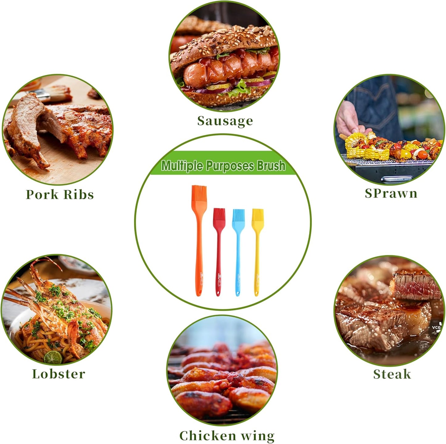 4PCS Silicone Basting Pastry Brush, Kaloo Kitchen Cooking Brush for Food Butter Oil BBQ Sauce Baking, Heat Resistant & Dishwasher Safe (Stylish Dog Pattern)