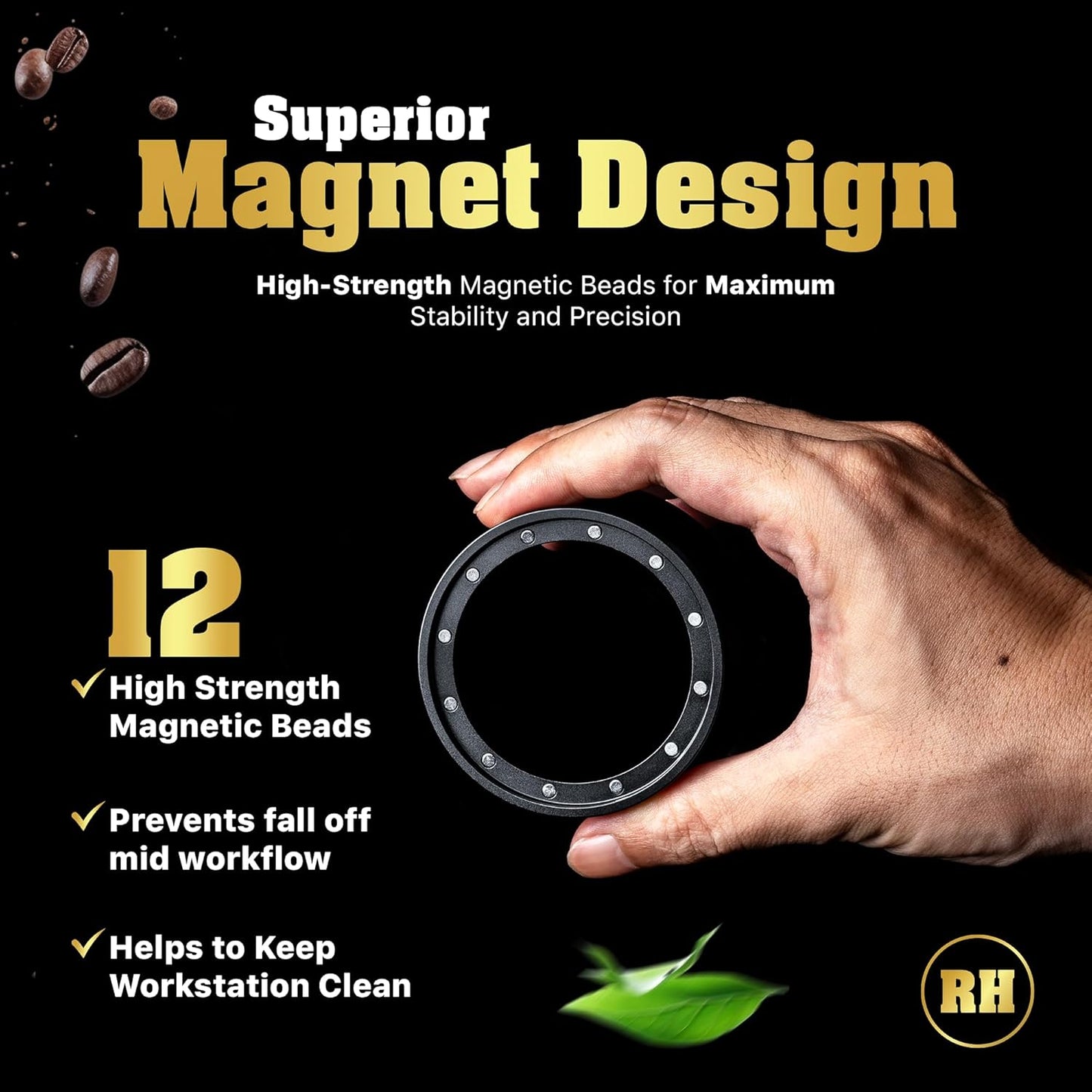 51mm Magnetic Dosing Funnel for Portafilter Espresso Machine ~ High Strength 12 Magnet Design ~ Fits Most Express Coffee Machines ~ Home Barista Espresso Portafilter Adapter ~ UK Brand