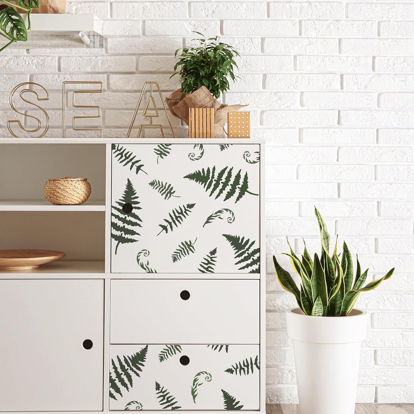 NAKLEO Painting Stencil for Crafts A5 5.9” x 8.3”, Fern Leaf Frond Pattern, Reusable Plastic DIY & Scrapbooking Drawing Template, Decoupage Art Home Decor, Wall Wood Fabric Furniture