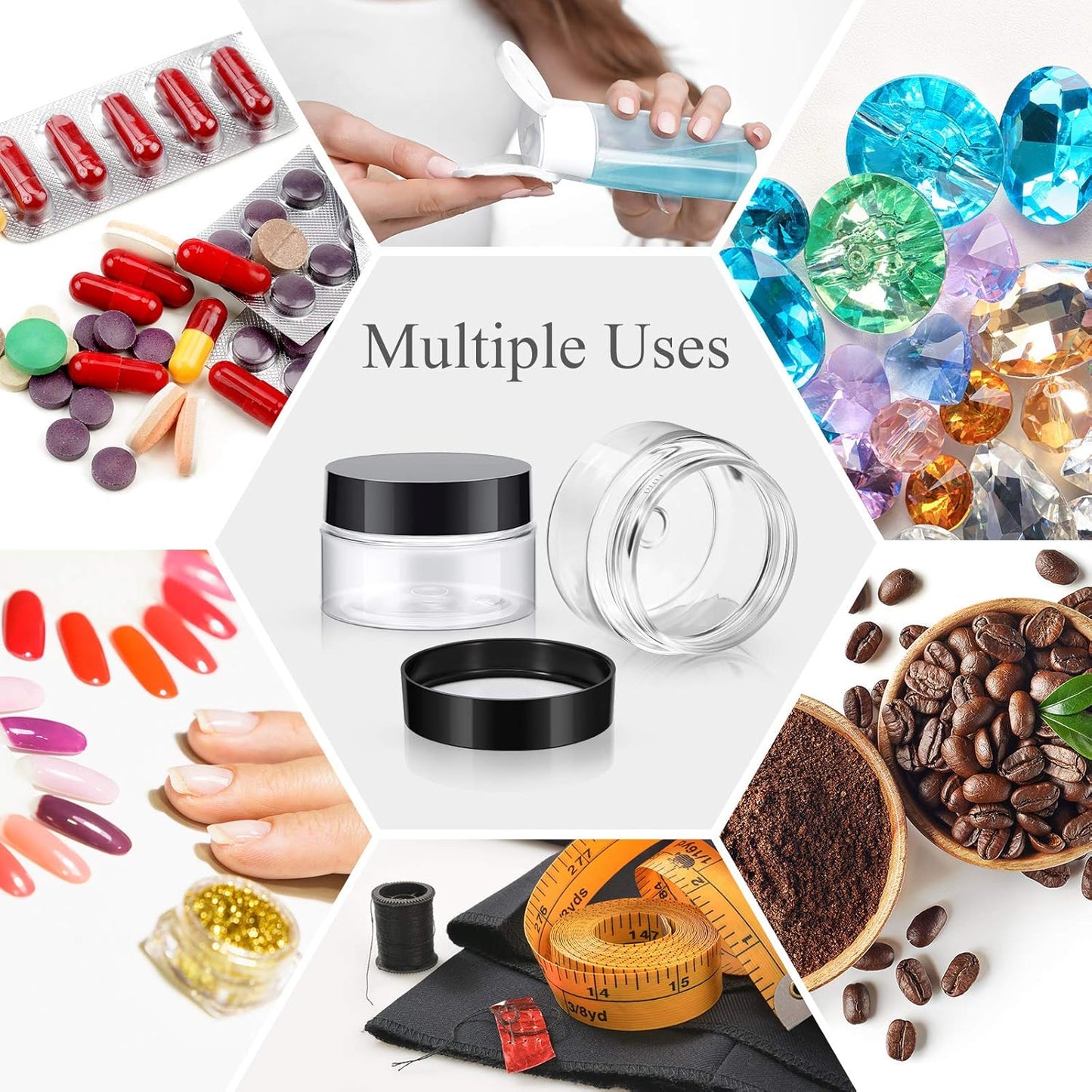 Patelai 4 Pieces Round Wide-mouth Leak Proof Plastic Container Jars with Lids for Travel Storage Makeup Beauty Products Face Creams Oils Salves Ointments DIY Making(1 Ounce,Black)