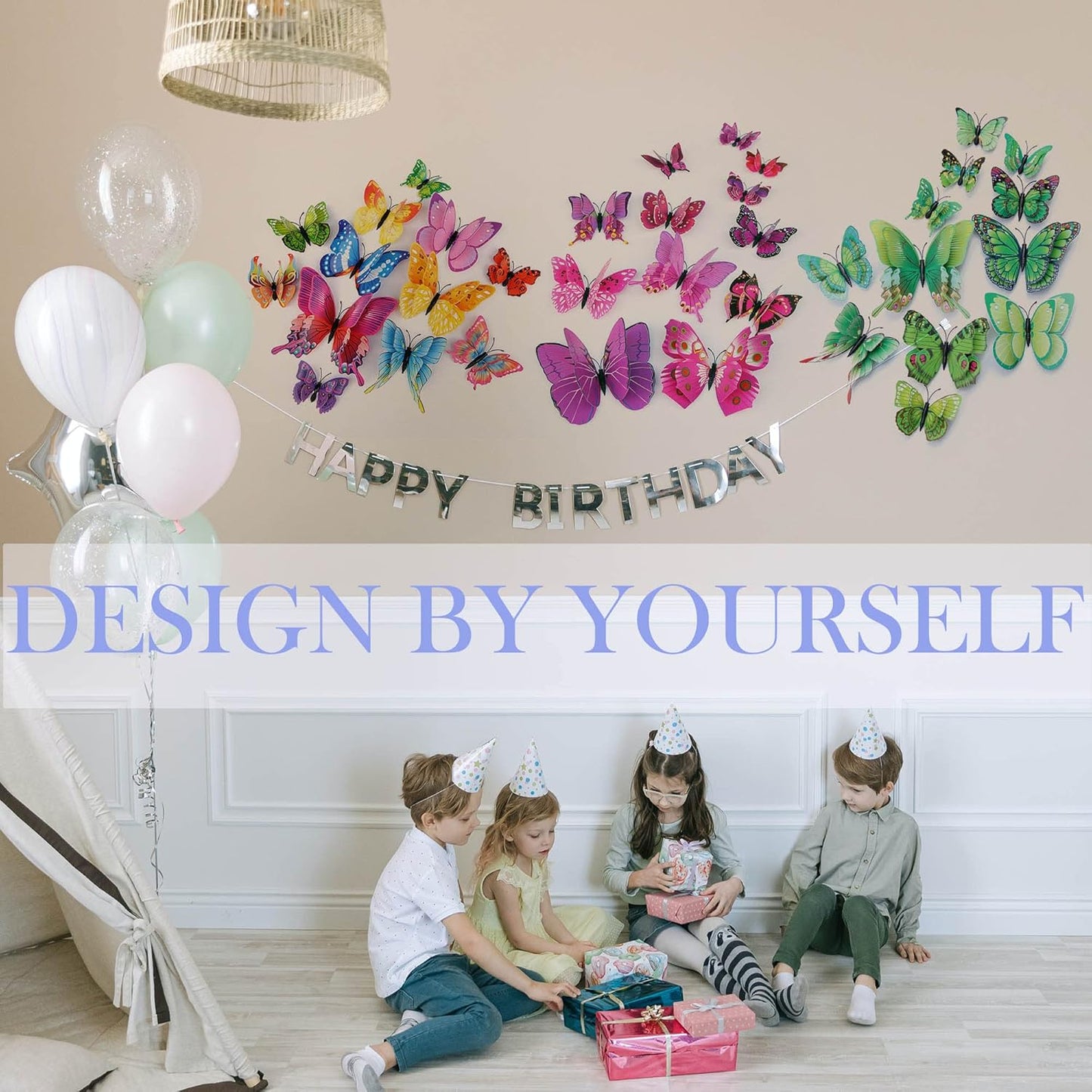 Butterfly Wall Decor 24/48 PCS, 3D Butterflies Stickers for Party Decorations with Magnets (Purple, 48)