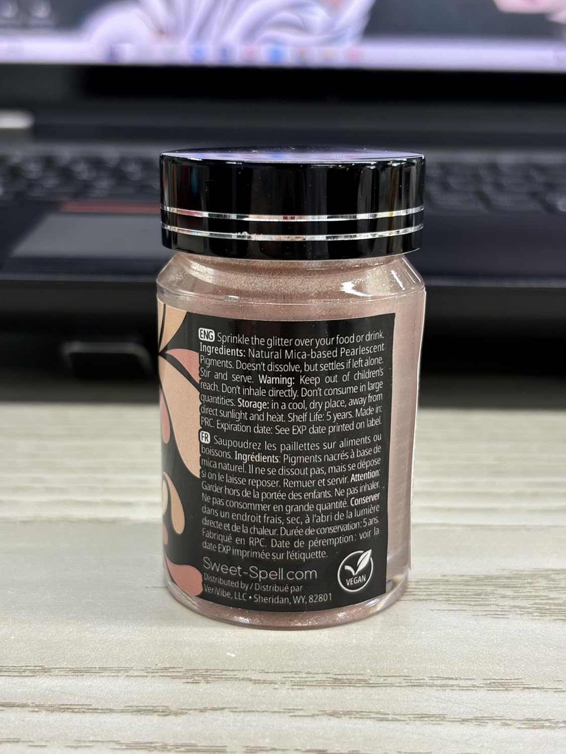 Sweet Spell Edible Glitter (15g) - Shimmer Sparkles for Drinks, Cakes, Cocktails - 100% Edible & Food Grade Glitter, Vegan, Gluten-Free (Rose Gold)