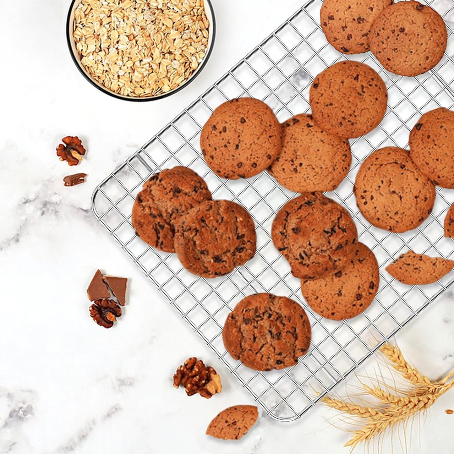 E-far Stainless Steel Baking Sheet with Wire Rack Set, 12.5” x 9.7” Cookie Sheet Broiling Pan for Oven, Rimmed Metal Tray with Cooling Rack for Cooking Roasting, Non-Toxic & Dishwasher Safe