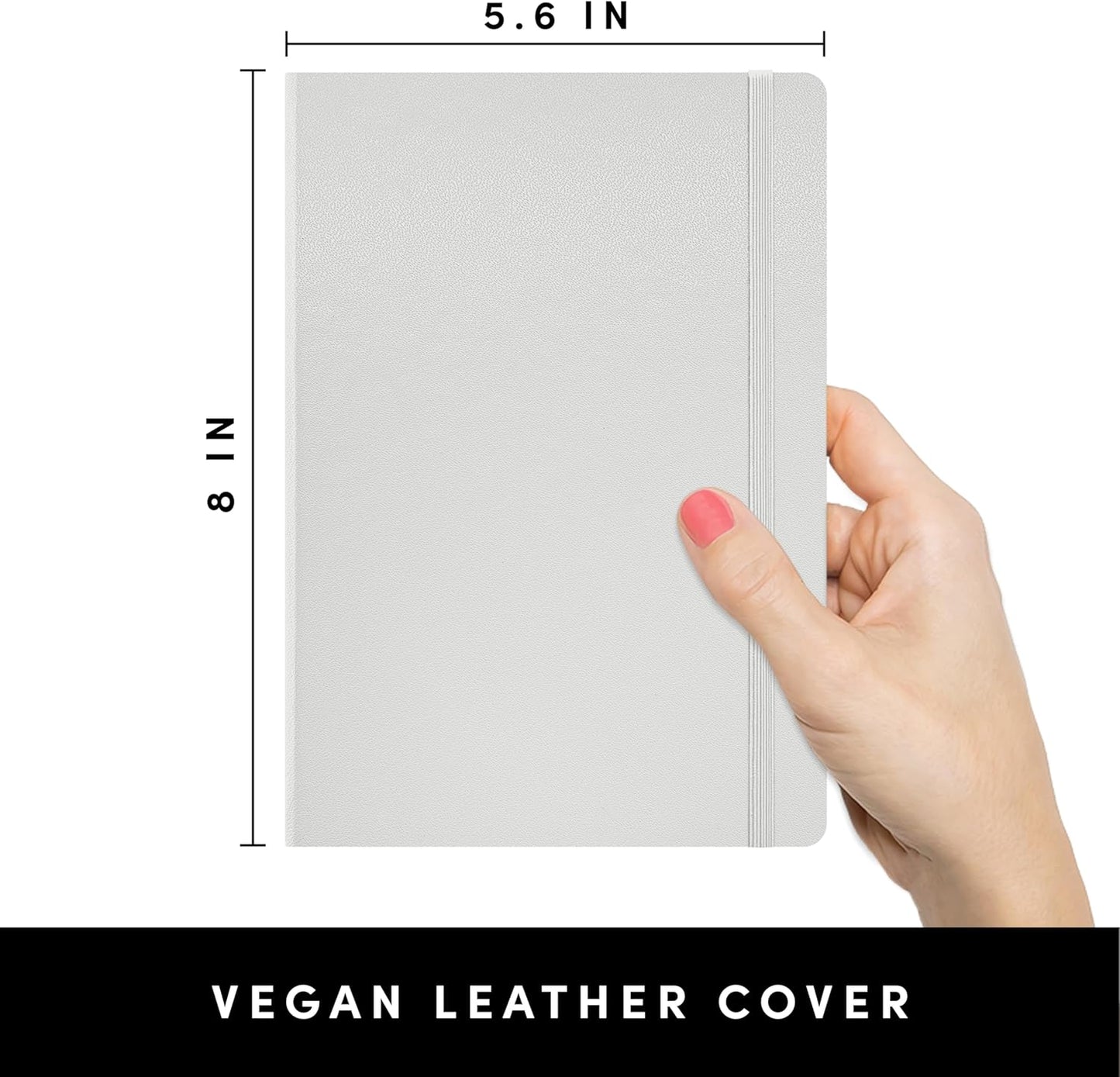 PAPERAGE Lined Journal Notebook, (Light Grey), 160 Pages, Medium 5.6 in x 8 in - 100 GSM Thick Paper – Hardcover Journaling Notebook for Work, School & Note Taking