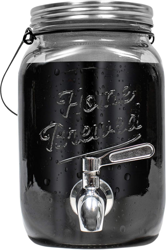 Willow & Everett Cold Brew Coffee & Iced-Tea Maker Pitcher, 2 L Glass Dispenser w/Metal Spigot & Mesh Filter Iced Coffee & Sun Tea Brewing System