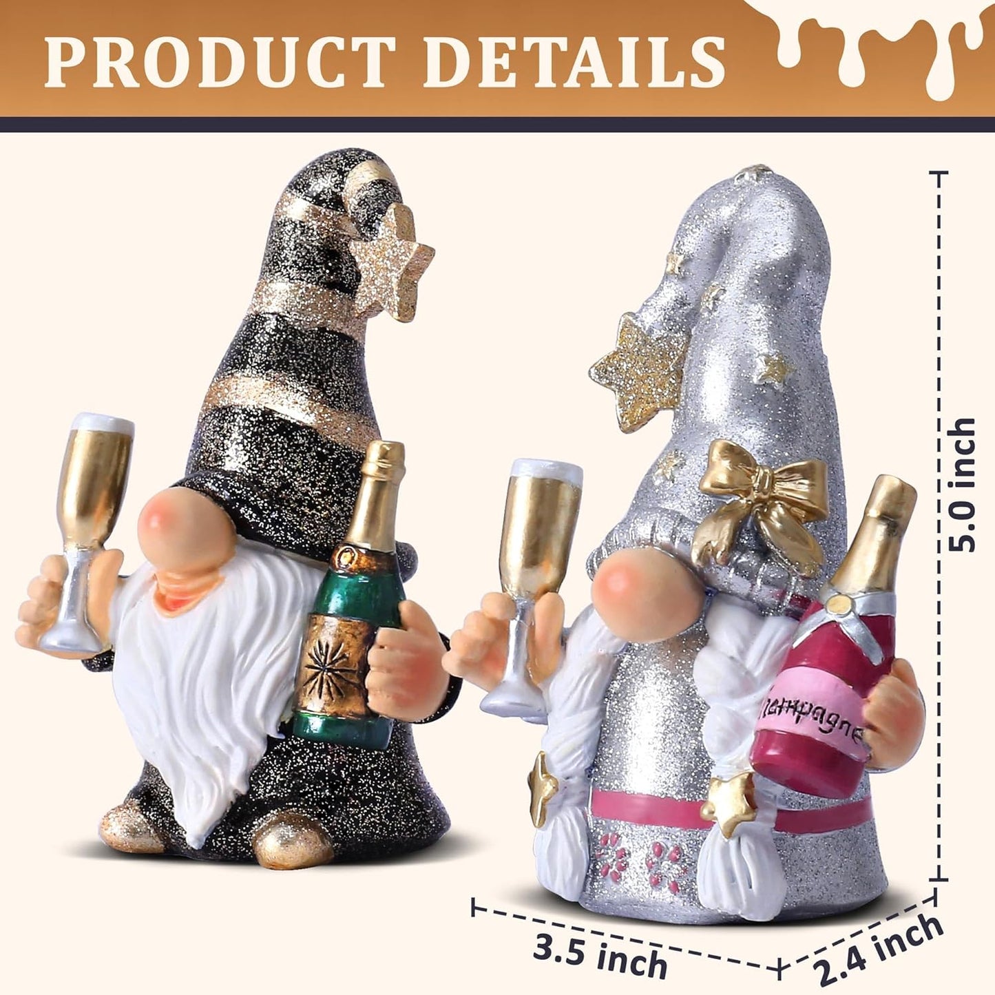 Champagne Gnomes Christmas Decorations for Home Party Gnomes Figurines Wine Bar Decor Gnomes Gifts for Women Champagne Birthday Wedding Party Decorations