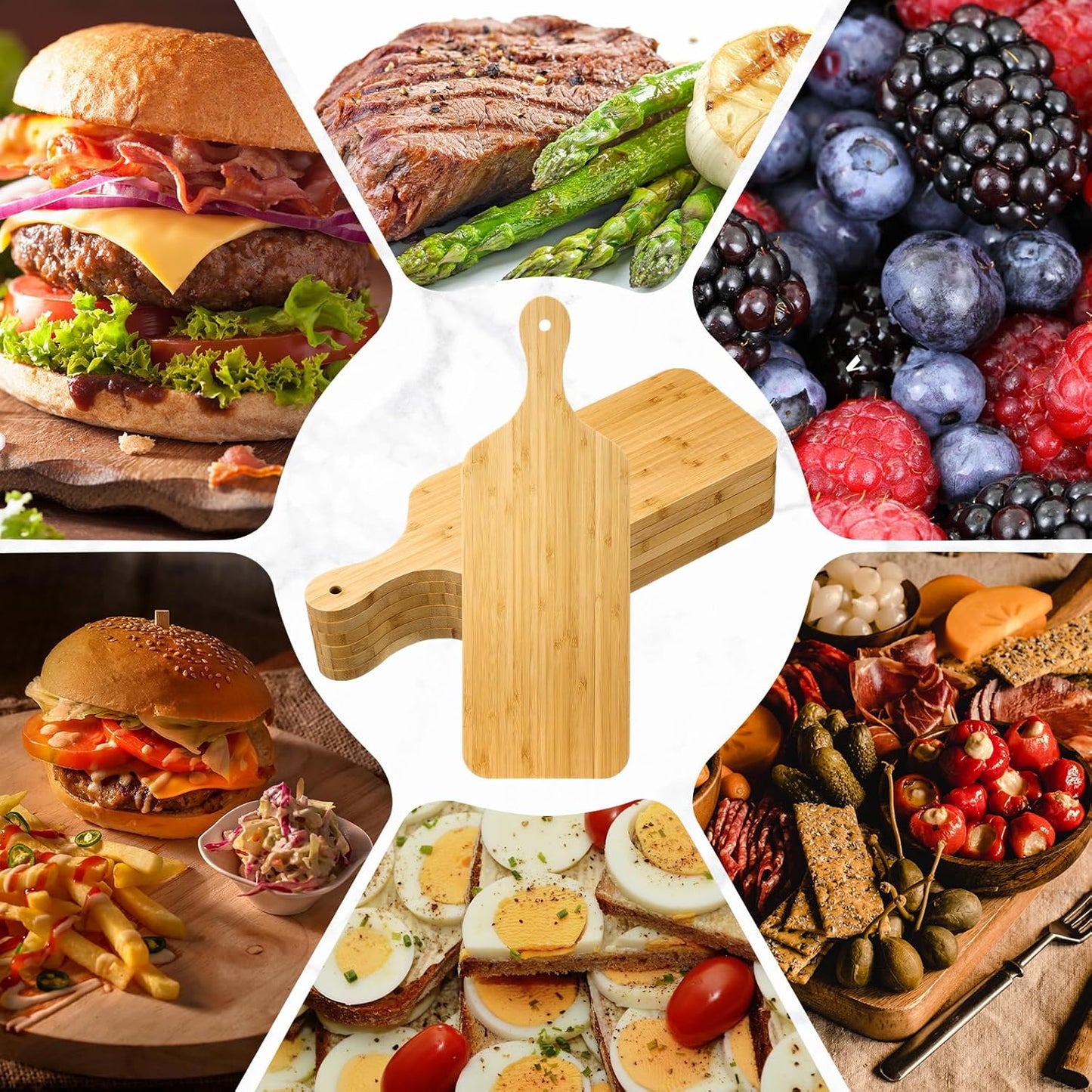 Lounsweer 6 Pcs Thicken Cutting Board Bulk Wood Board for Chopping Serving Charcuterie Material for Laser Engraving Mother' Day Wedding Housewarming Gift(Bamboo,17 x 6 Inches)