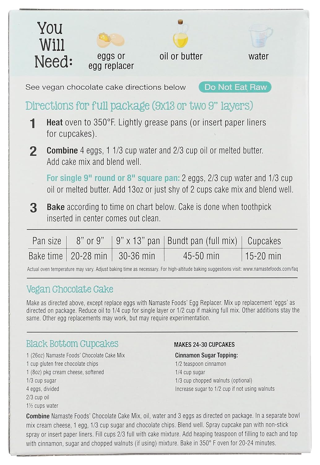 Namaste Foods, Gluten-Free Chocolate Cake Mix, Allergen-Free, 26-Ounce Boxes (Pack of 6)