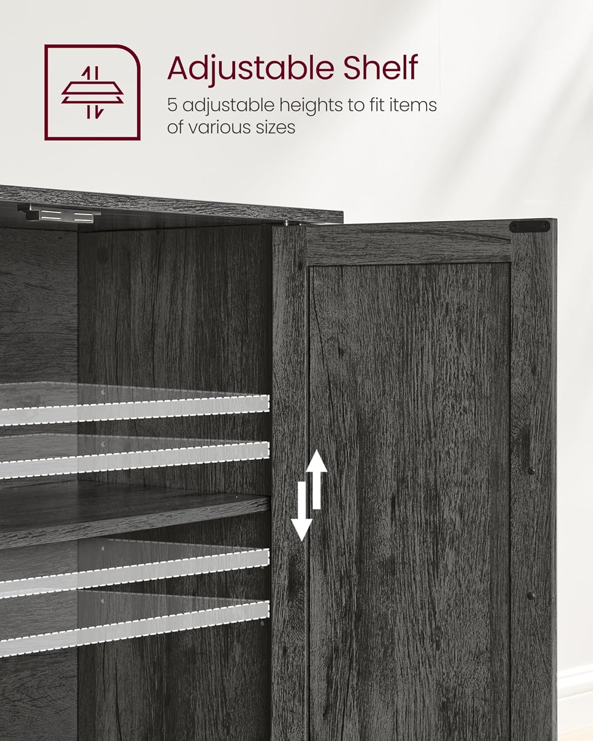 VASAGLE LIRY Collection - Storage Cabinet, Buffet Cabinet, Sideboard, Credenza, with Adjustable Shelves, for Living Room, Entryway, Antique Charcoal ULSC381T04