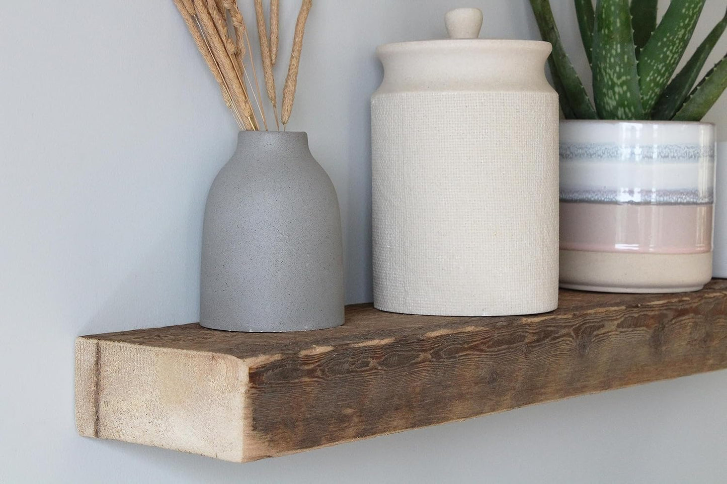 Urban Legacy Reclaimed Barnwood Planks | Floating Shelves for Wall w/Flush Mount Shelf Bracket Set Included | Set of 2 (Natural, 30"x 4.5"x 2")