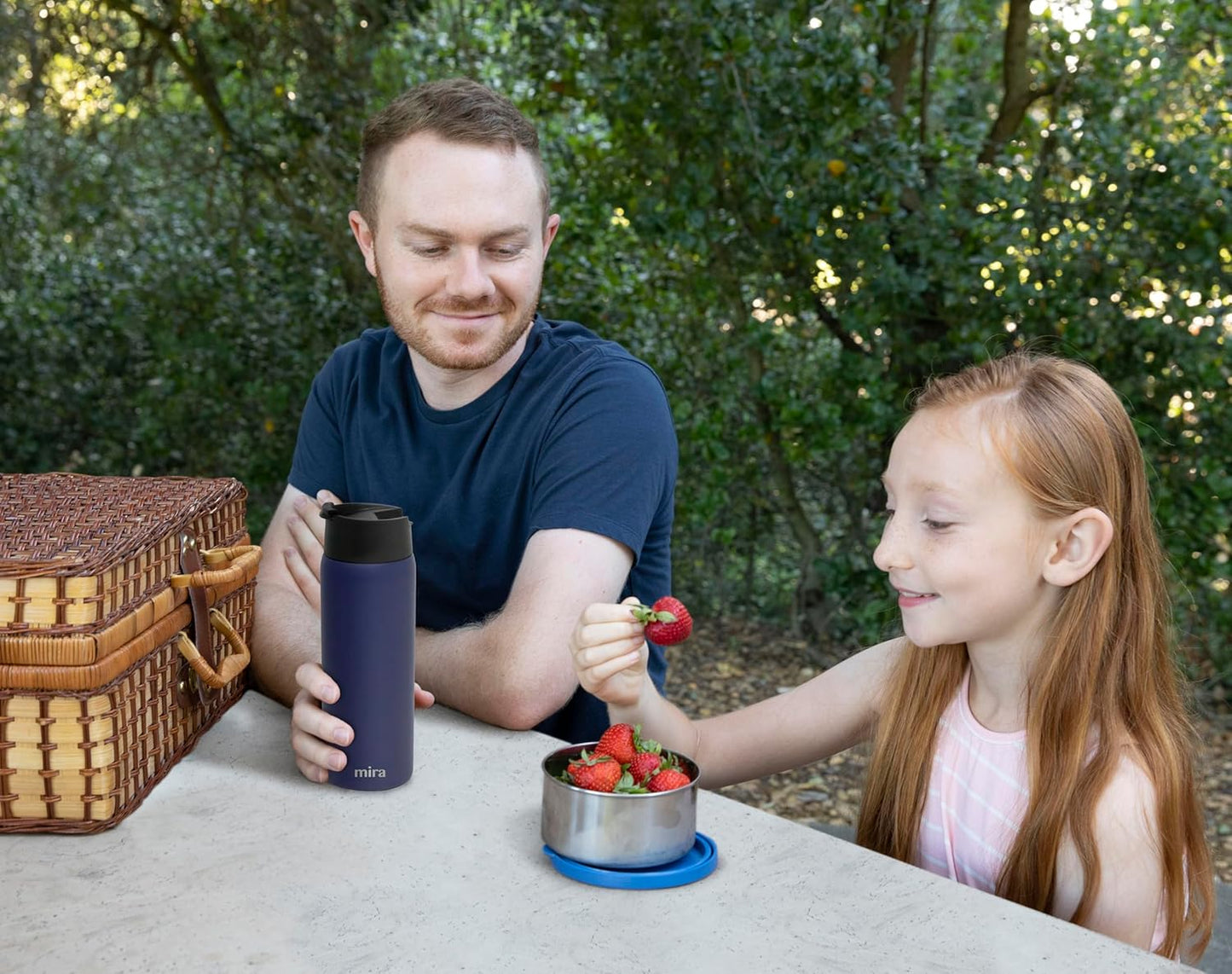 MIRA 18 oz Tea Infuser Thermos - Stainless Steel Travel Bottle with Removable Strainer for Loose Leaf Tea - Insulated Hot & Cold Brew Steeper - Marine