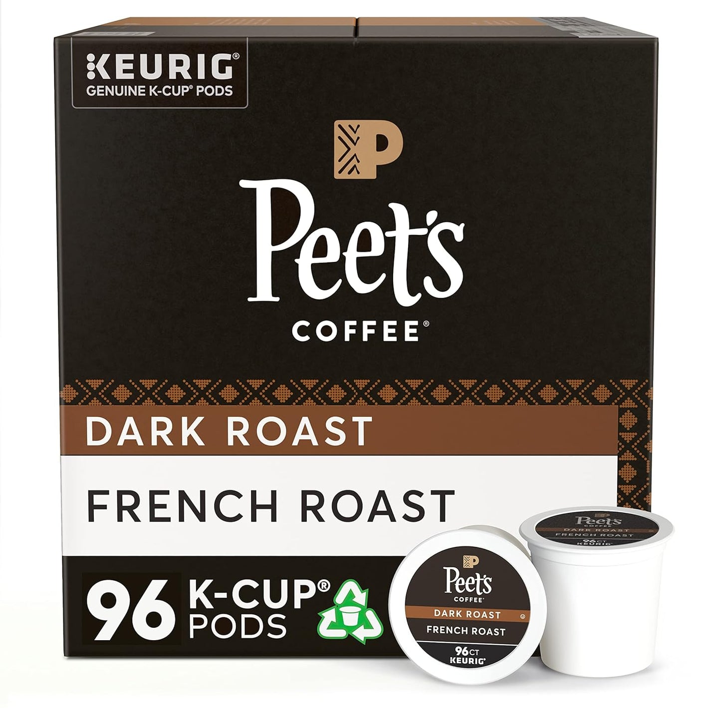 Peet's Coffee, Dark Roast K-Cup Pods for Keurig Brewers - French Roast 96 Count (4 Boxes of 24 K-Cup Pods)