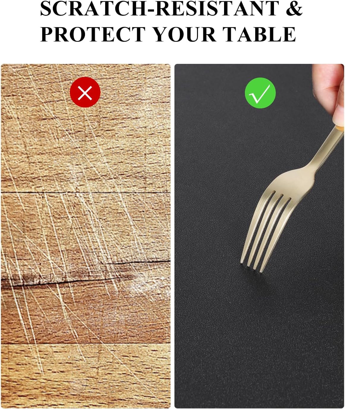 Black Plastic Table Cover Protector, 42" x 60" Waterproof Easy Flat PVC Desk Pad Mat, 1.5mm Thick Rectangle Vinyl Table Top Protector for Dining Room Table, Office, Dresser