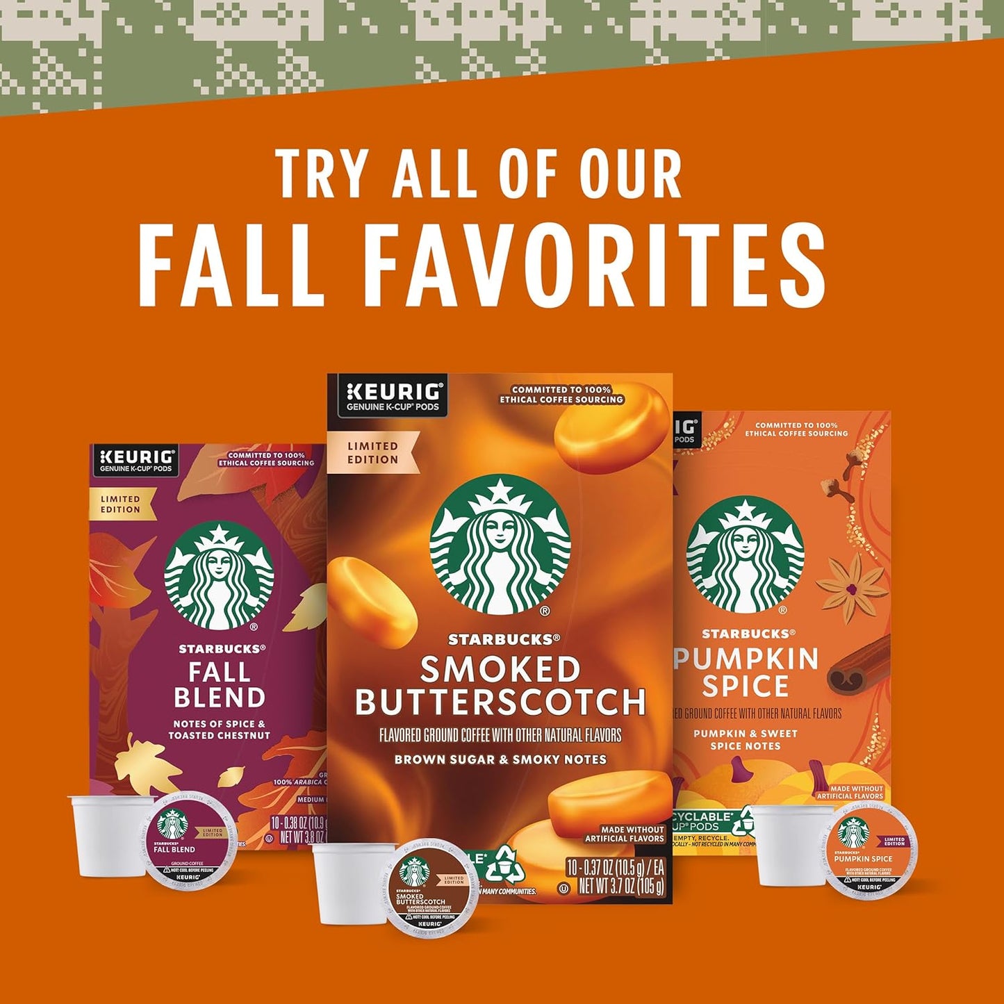 Starbucks K-Cup Coffee Pods, Medium Roast Coffee for Keurig Coffee Makers, Fall Blend, 100% Arabica, Limited Edition, 6 Boxes (60 Pods Total)