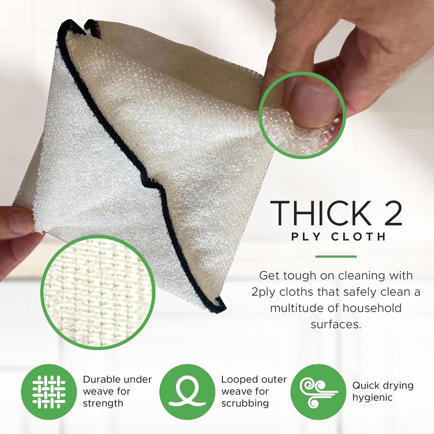 Whiffkitch Dishcloths Dishrags for Kitchen and Household Cleaning 6x7 6-Pack Non-Scratch 2-Ply Weave, Bamboo-Rayon Fabric, Absorbent, Washable, Long-Lasting