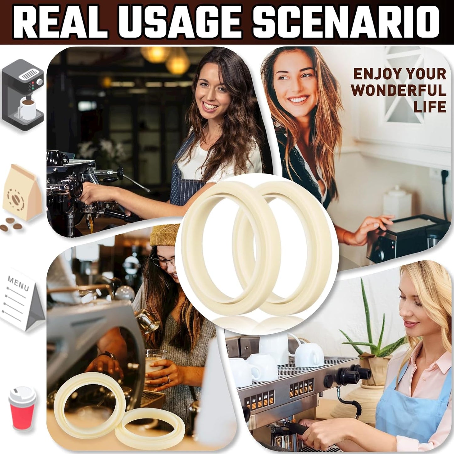 54MM Silicone Steam Ring 2PCS，Brevilles Gasket Replacement for Breville Espresso Machine Parts Breville Espresso Machine Accessories 878/870/860/840/810/500/450 and Sage 500/870/875/880/810/878