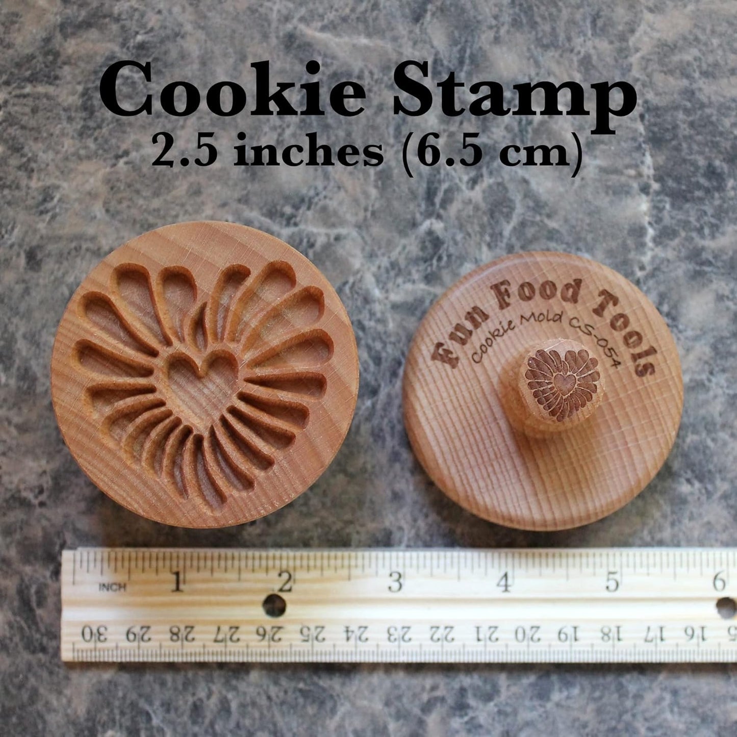 Wood Cookie Stamp, 2.5 Inch (Heart Love CS-054)