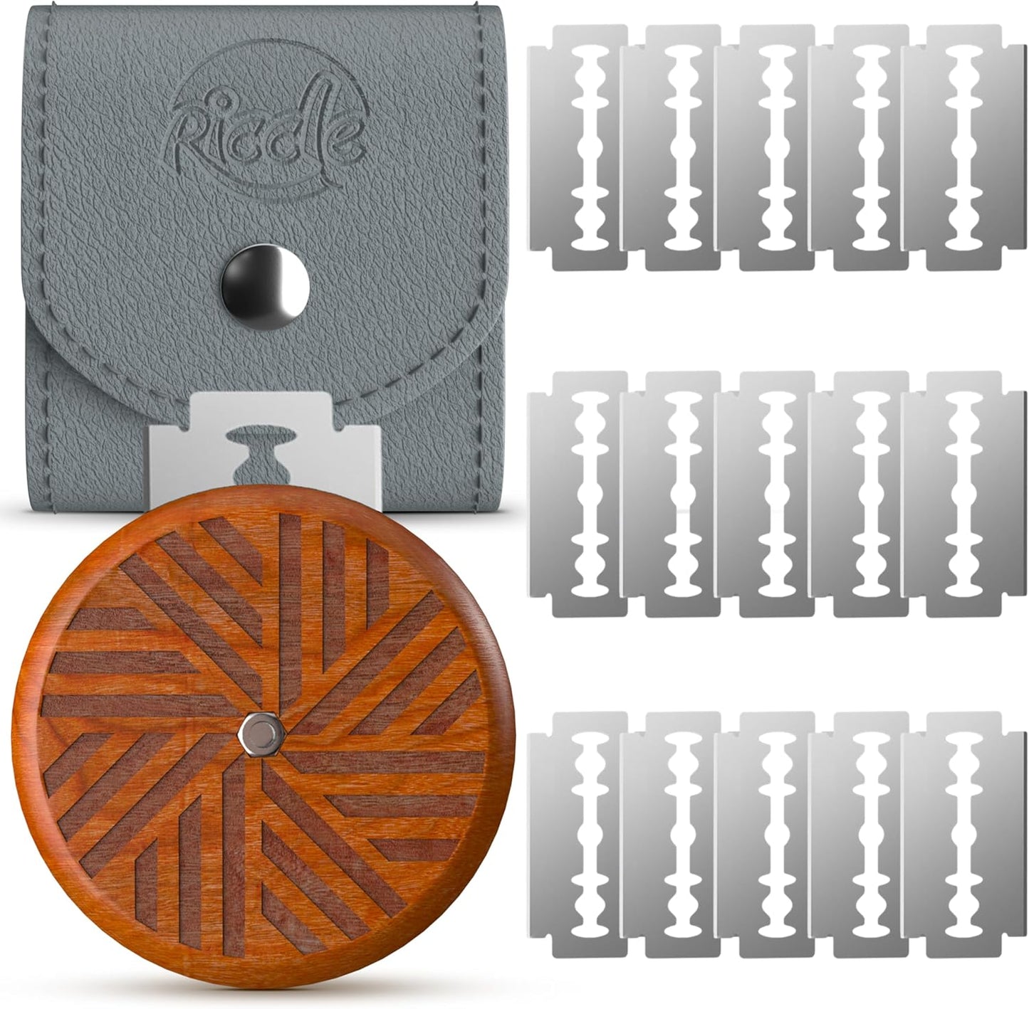 RICCLE UFO Wooden Bread Lame Slashing Tool, Dough Scoring Knife with 15 Razor Blades and Storage Cover (Rose Wood)