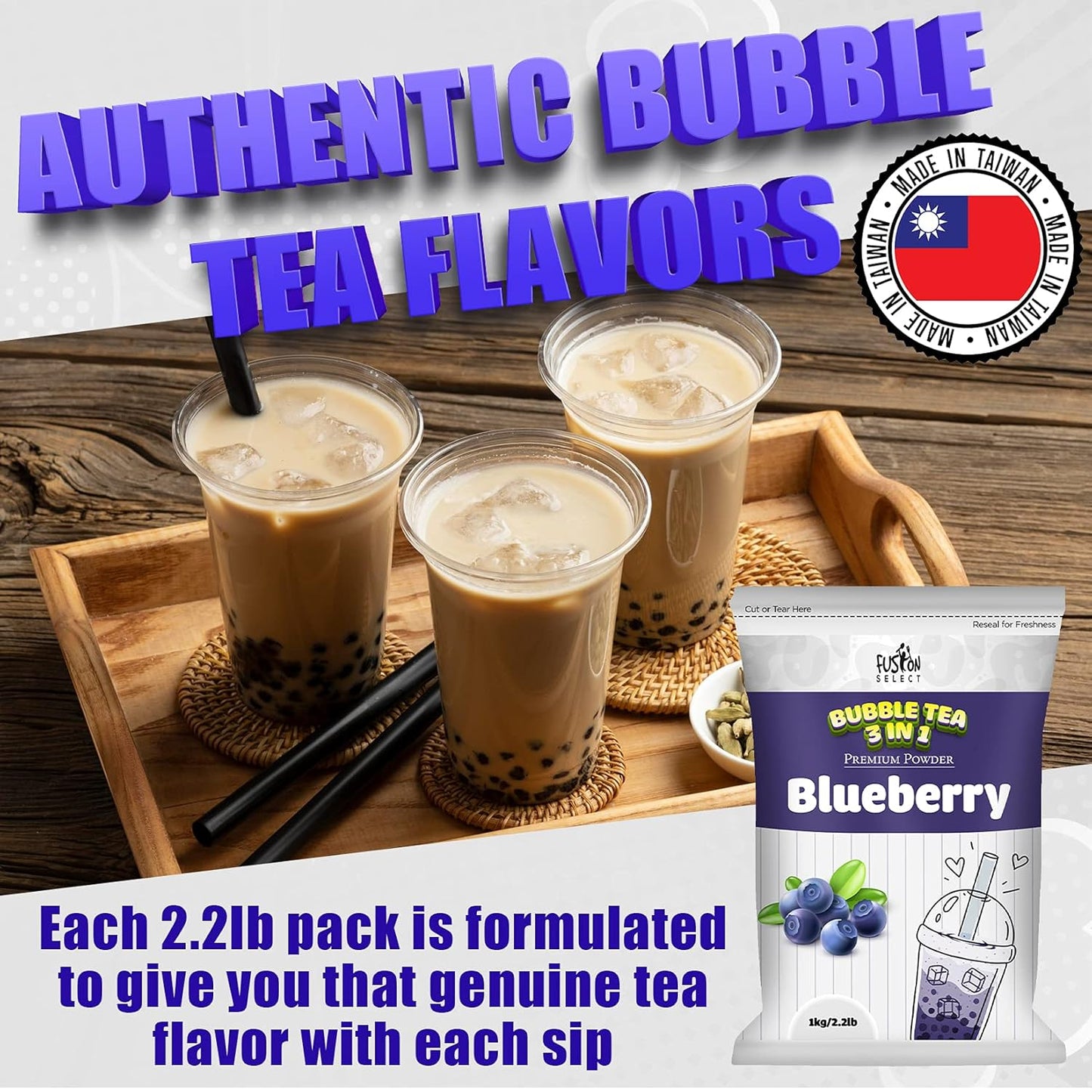 Fusion Select 2.2lb Cookie & Cream Boba Tea Powder Flavored-3-in-1 Drink Powder with Cream & Sugar - Instant Pre-Mixed Beverage for Hot or Cold Blends Yummy Frappes Bubble Tea