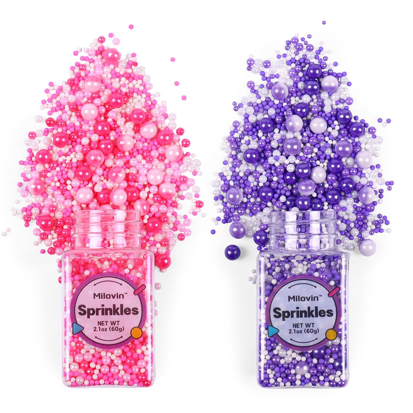Pink and Purple Sprinkles, Edible Pearls, Pink Pearls, Purple Pearls, Edible Pearls for Cake Decorating, Cupcakes, Cookies, Macaron, Ice Cream Topping(4.23oz/120g)