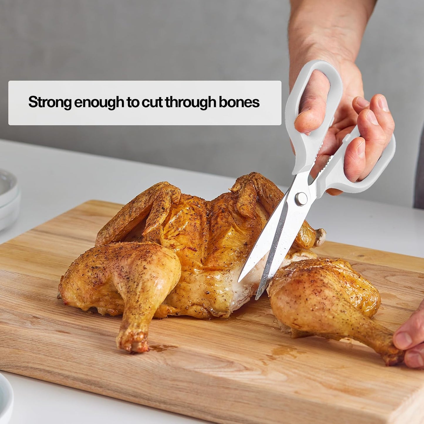 Misen Heavy Duty Kitchen Shears - Comfortable Ambidextrous Scissors for Meat, Poultry, Herbs & More - Easy to Clean - German Stainless Steel - Large | White