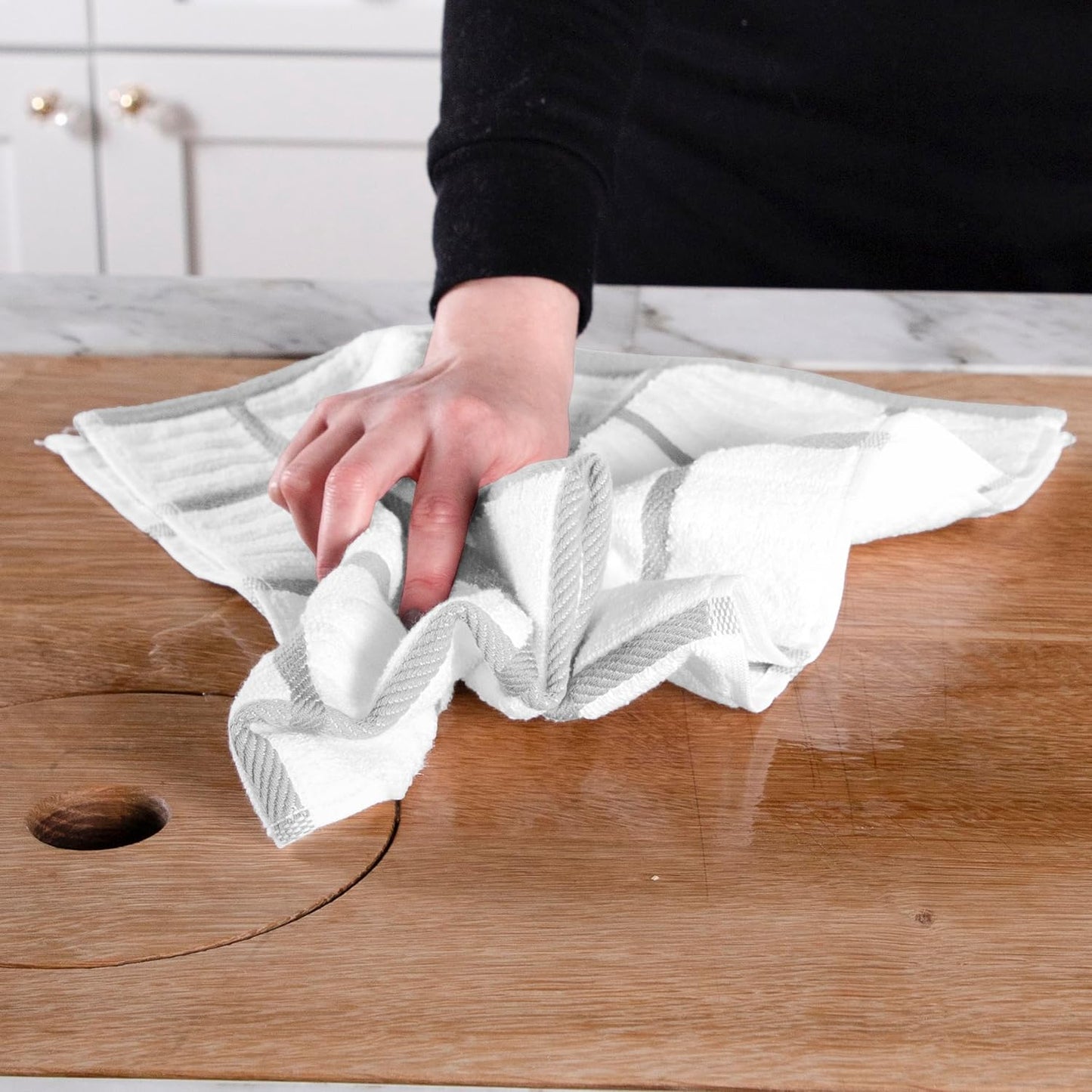 All-Clad Checked Kitchen Towel: Highly Absorbent, Super Soft Long Lasting - 100% Cotton, 17"x30" Tea Towel for Cleaning & Drying Dishes, Pans, Glassware, or Countertops, (1-Pack), Titanium Gray