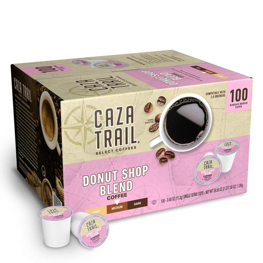 Caza Trail Coffee Pods, Donut Shop Blend, Single Serve 100 Count (Pack of 1) (Packaging May Vary)