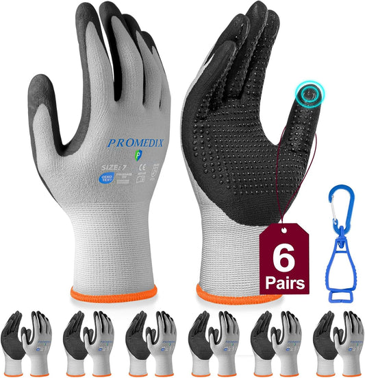 PROMEDIX P Nitrile Coated Work Gloves,MicroFoam Safety Work Gloves Men,Seamless Knit Nylon&spandex Gloves with Grip