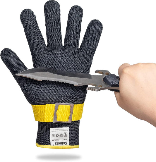 Schwer ANSI A9 Cut Resistant Glove, Food Grade Stainless Steel Wire Mesh Gloves, Cutting Gloves for kitchen Mandoline Slicing Butcher Meat Cutting Oyster Shucking Fish Fillet, Non-PFAS（M, 1 PCS）