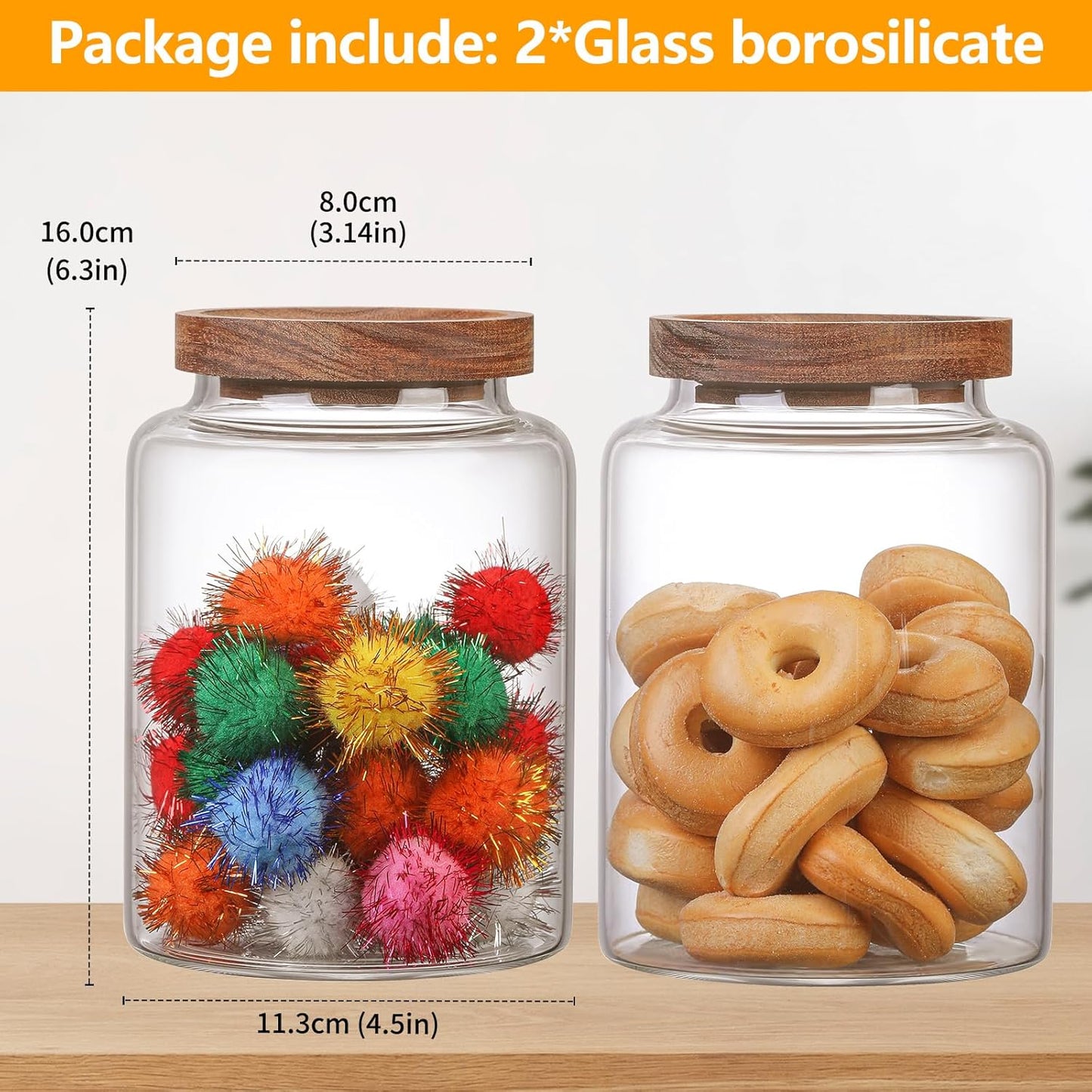 Vacuum Coffee Canister Glass Food Storage Jars With Airtight Lids Borosilicate Glass Coffee Canister Container for Coffee Beans & Grounds Tea Sugar Spices Kitchen (40oz（1200ml)-2 pack