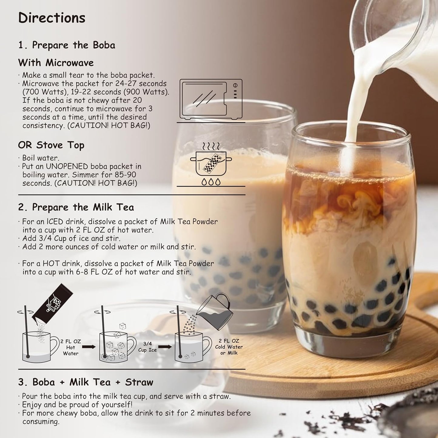 Boba Moo Mini Premium Boba Tea Kit With Classic Milk Tea Flavor - Only 10,000 Kits Yearly, Small Batch Bubble Tea Kit With Exceptional Taste & Chewiness, Vegan, Lactose-Free, 3 Servings