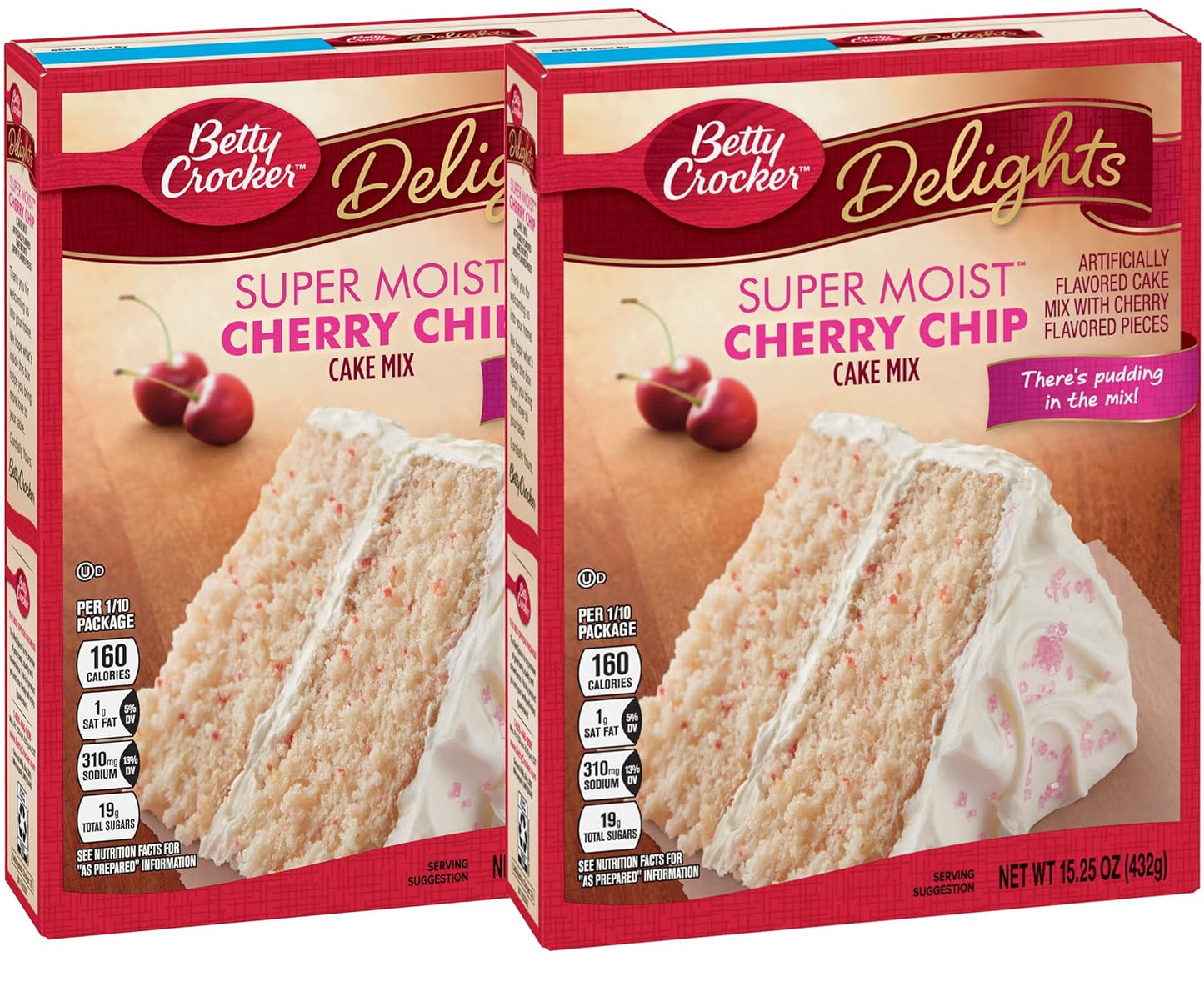 Betty Crocker Super Moist Cake Mix-Cherry Chip-15.25 Oz,2 Pack