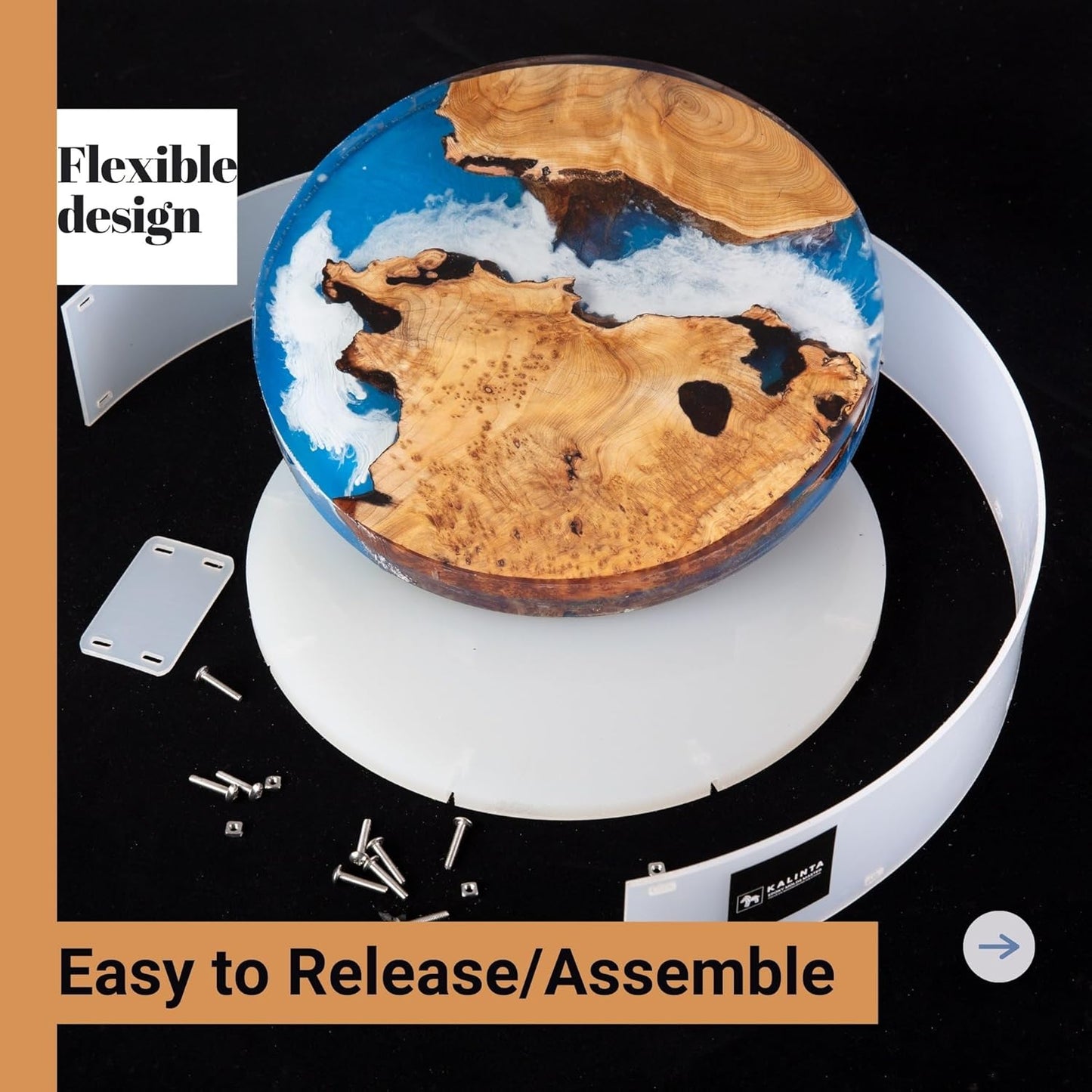 Resin Mold Large Round Deep -Kalinta 30inch Reusable Epoxy Round Molds for Resin Clock, Serving Tray Board, End Table，Floral Preservation Bouquet