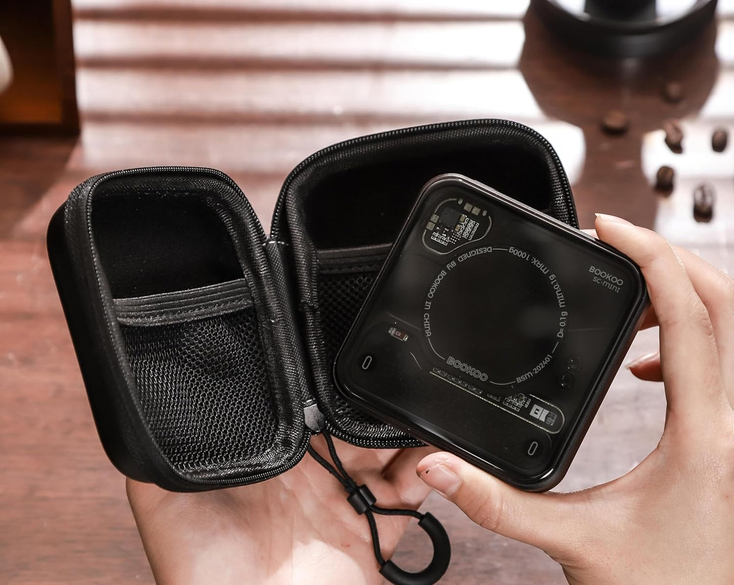 BOOKOO Coffee Scale with Storage Bag Esprosse Scale with Timer Mini Digtial Coffee Scale Rechargeable with Auto Mode Flow Rate Mode Scale for Coffee APP Bluetooth Connection Coffee Bean Scale