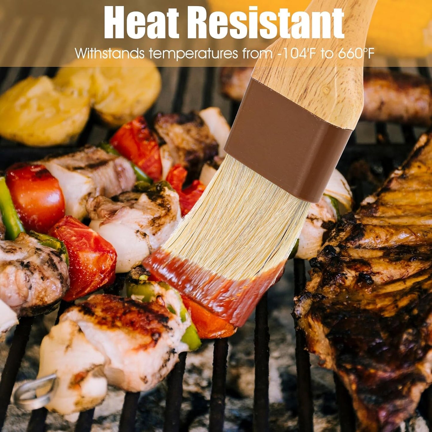 2Pcs Basting Brushes, Pastry Brush for Cooking and Baking, Natural Boar Bristle Food Brushes for Oil and Sauce, Butter & Egg Wash Brush Kitchen Gadgets with Beech Hardwood Handles