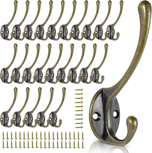 Wall Hooks for Hanging, 25-Pack Heavy Duty Metal Coat Hooks, for Living Room, Bathroom, Kitchen, Bedroom for Towel, Hat, Key, Closet, Bag (Bronze)