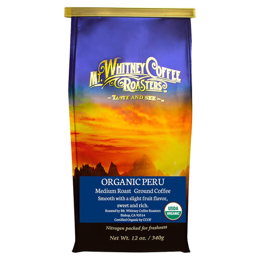 Mt. Whitney Organic Shade Grown, Low Acid Coffee from Peru, (Ground, 12 Oz)
