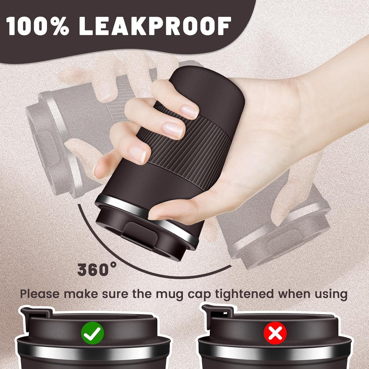 Insulated Coffee Tumblers with Flip Lid 12oz / 17oz, Stainless Steel Travel Coffee Mug Leak Proof, Vacuum Insulated Coffee Mug Reusable Cup, Keeps Cold and Hot for Coffee Tea