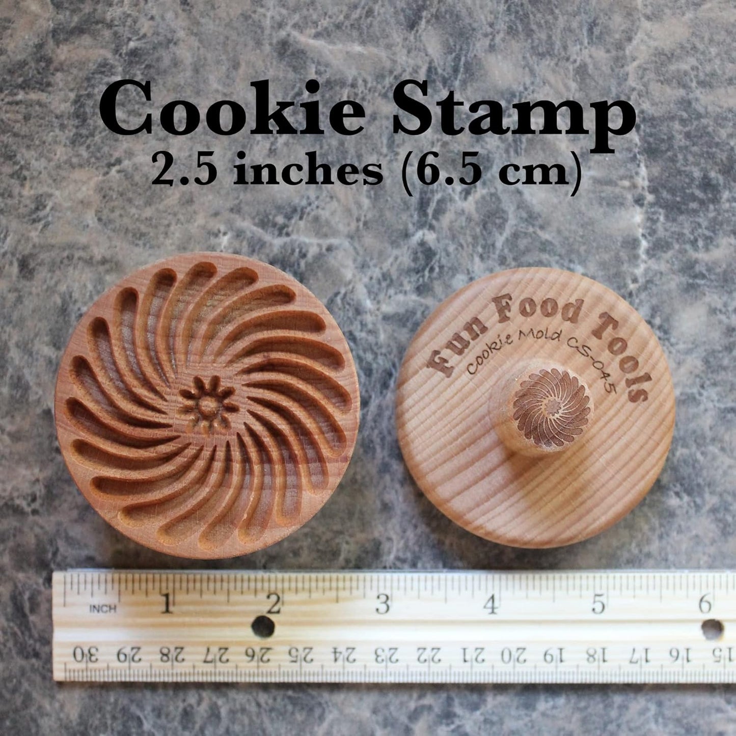 Wood Cookie Stamp, 2.5 Inch (Pinwheel Flower CS-045)